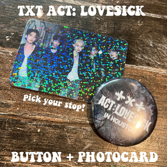 TXT ACT LOVESICK button and photocard